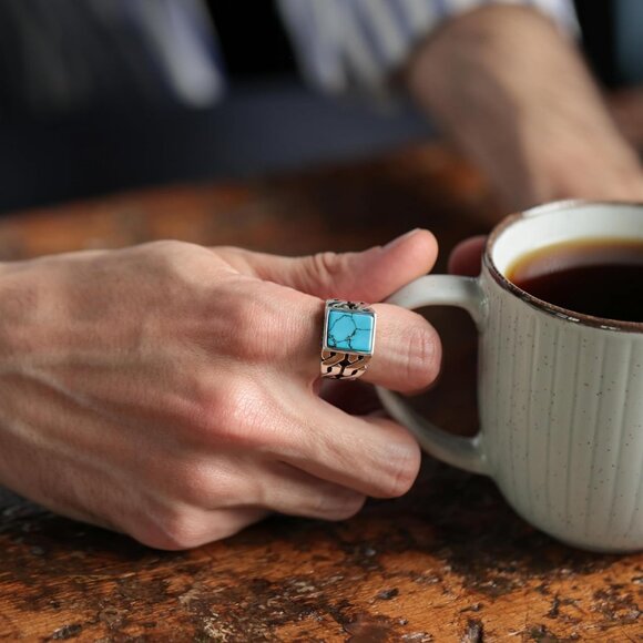 Genuine Solid 925 Sterling Silver, Cuban Link Braided Men's Ring - Picture 3 of 5